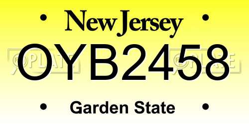 OYB2458 New Jersey License Plate
