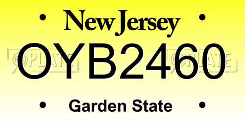 OYB2460 New Jersey License Plate