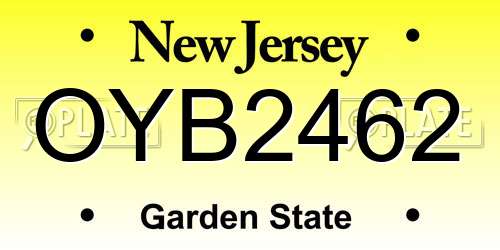 OYB2462 New Jersey License Plate