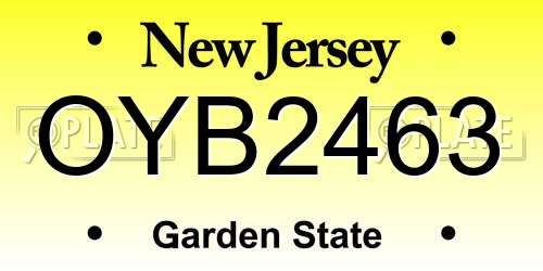 OYB2463 New Jersey License Plate
