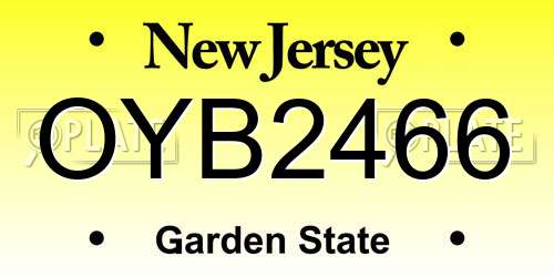 OYB2466 New Jersey License Plate