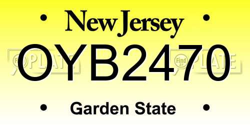 OYB2470 New Jersey License Plate
