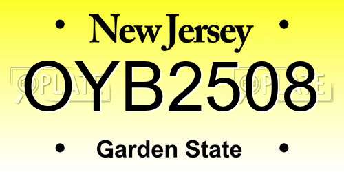 OYB2508 New Jersey License Plate