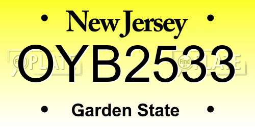 OYB2533 New Jersey License Plate