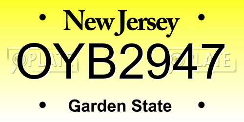OYB2947 New Jersey License Plate