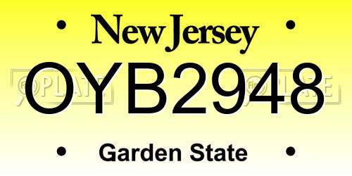 OYB2948 New Jersey License Plate