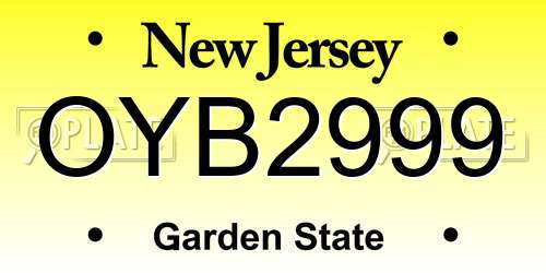 OYB2999 New Jersey License Plate