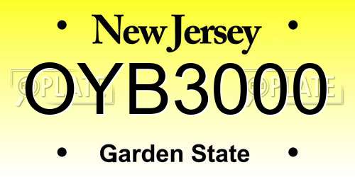 OYB3000 New Jersey License Plate
