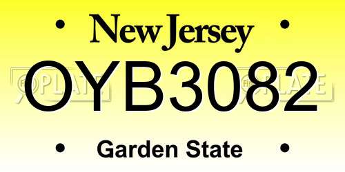 OYB3082 New Jersey License Plate