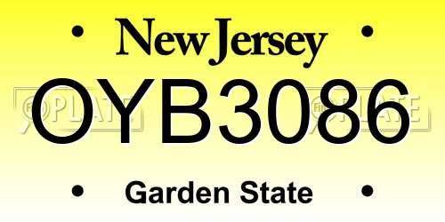 OYB3086 New Jersey License Plate