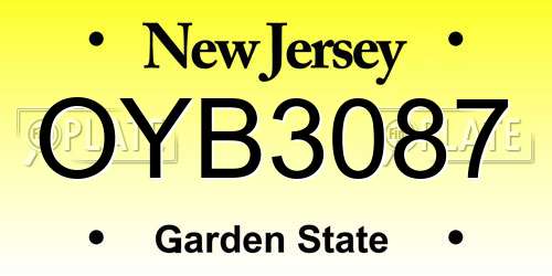 OYB3087 New Jersey License Plate
