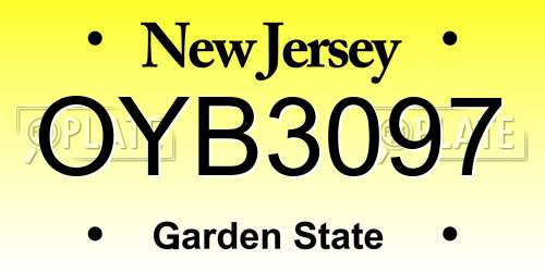 OYB3097 New Jersey License Plate