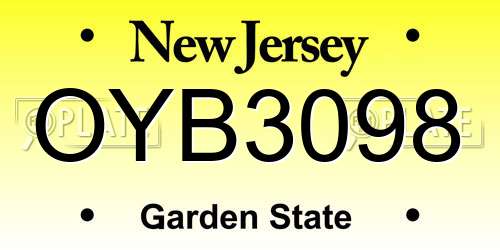 OYB3098 New Jersey License Plate