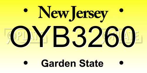 OYB3260 New Jersey License Plate