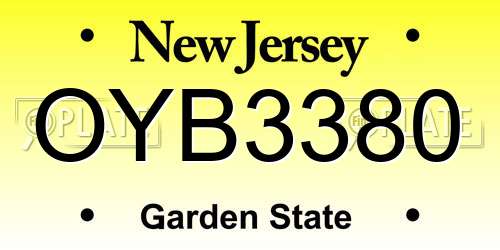OYB3380 New Jersey License Plate