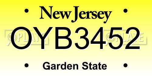 OYB3452 New Jersey License Plate