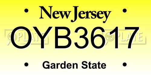 OYB3617 New Jersey License Plate