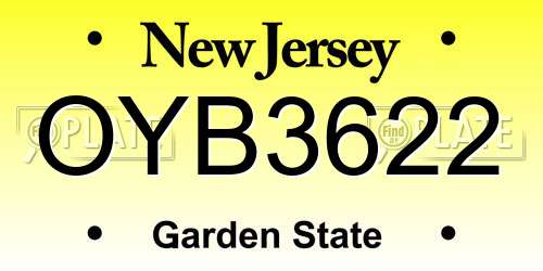 OYB3622 New Jersey License Plate