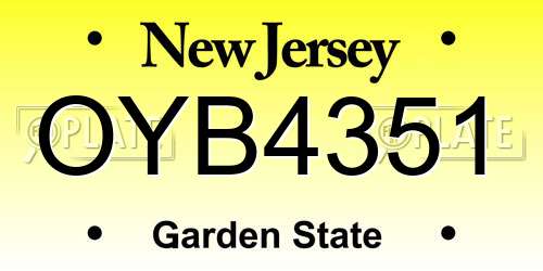 OYB4351 New Jersey License Plate