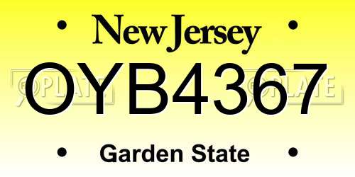OYB4367 New Jersey License Plate