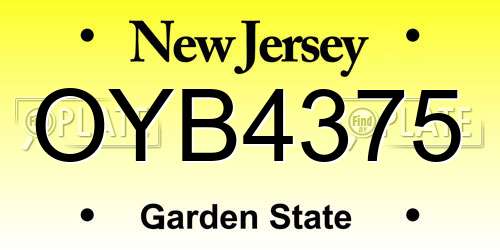 OYB4375 New Jersey License Plate