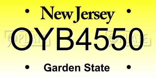 OYB4550 New Jersey License Plate