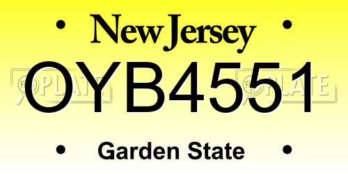 OYB4551 New Jersey License Plate
