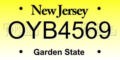 OYB4569 New Jersey License Plate
