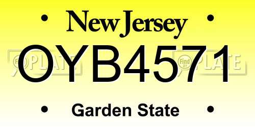 OYB4571 New Jersey License Plate