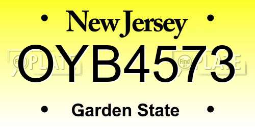 OYB4573 New Jersey License Plate