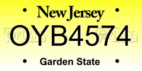 OYB4574 New Jersey License Plate