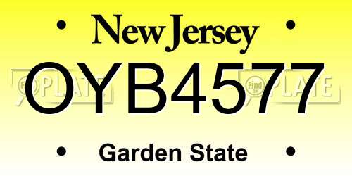 OYB4577 New Jersey License Plate