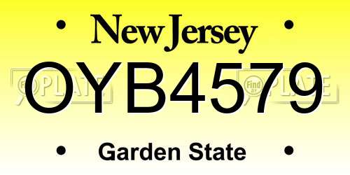 OYB4579 New Jersey License Plate