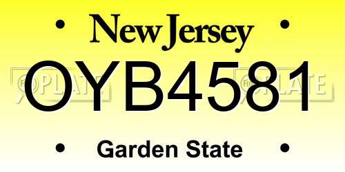 OYB4581 New Jersey License Plate