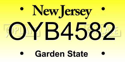 OYB4582 New Jersey License Plate