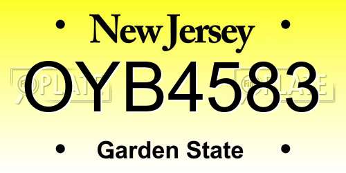OYB4583 New Jersey License Plate