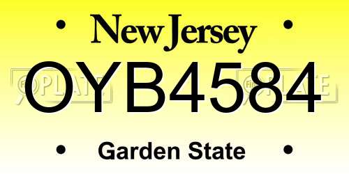 OYB4584 New Jersey License Plate