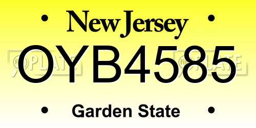 OYB4585 New Jersey License Plate