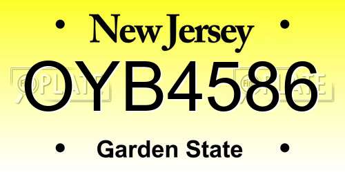 OYB4586 New Jersey License Plate