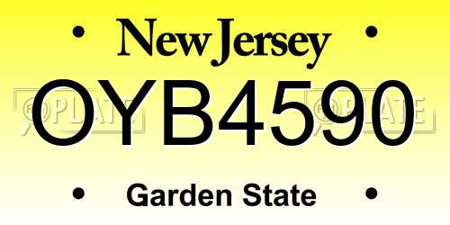 OYB4590 New Jersey License Plate