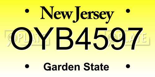 OYB4597 New Jersey License Plate