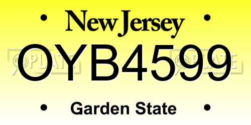 OYB4599 New Jersey License Plate