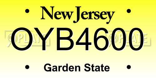 OYB4600 New Jersey License Plate