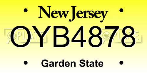 OYB4878 New Jersey License Plate