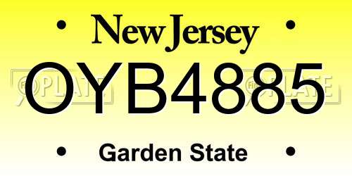 OYB4885 New Jersey License Plate