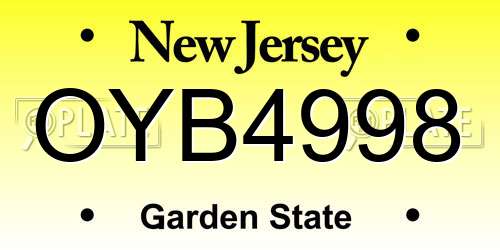 OYB4998 New Jersey License Plate