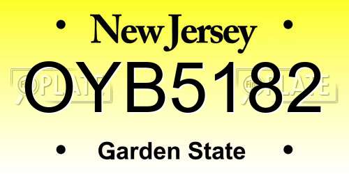 OYB5182 New Jersey License Plate