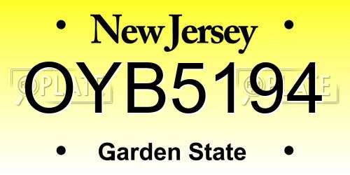 OYB5194 New Jersey License Plate
