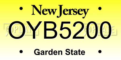 OYB5200 New Jersey License Plate