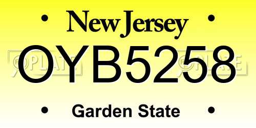 OYB5258 New Jersey License Plate